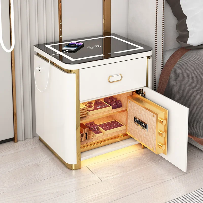 Умный прикроватный столик безопасная лампа с беспроводной зарядкой и кодовым