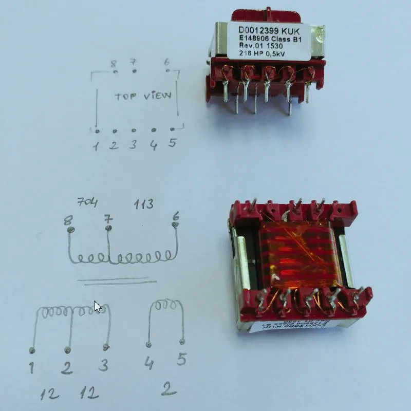 EF25 D0012399 Кук 5 + 5-контактный горизонтальный ферритовый сердечник трансформатор