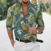 spring autumn high quality luxury fashion mens shirts casual shirts retro flower print long sleeve tops mens prom cardigan