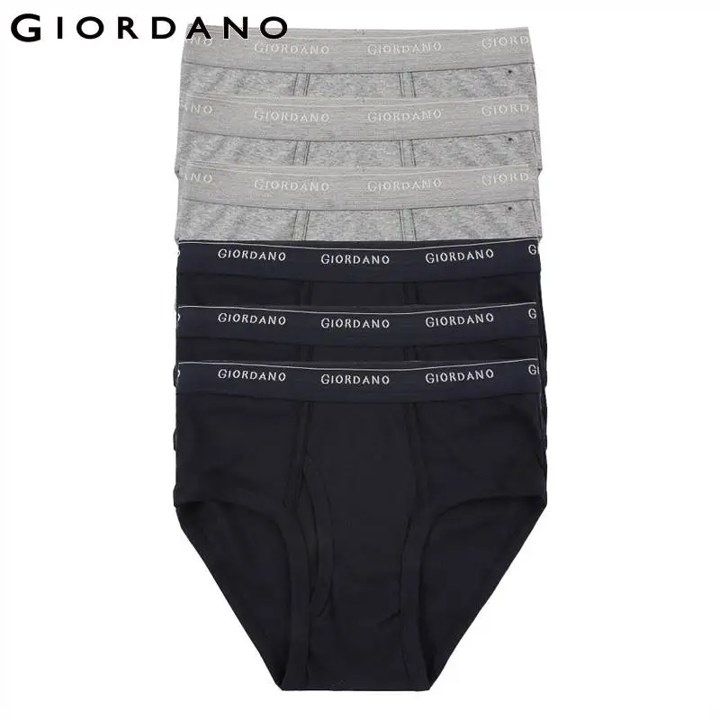 

Трусы-брифы Giordano мужские однотонные, нижнее белье, хлопковые трусы, 6 шт.