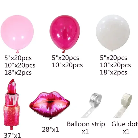 128 шт., розовые воздушные шары