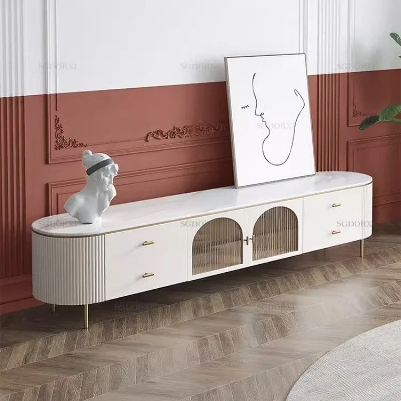 Деревянные скандинавские белые шкафы для телевизора стеклянные двери напольный