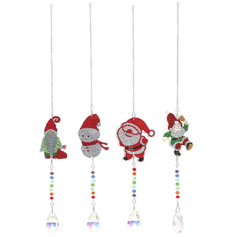 

Christmas Diamond Painting Sun Catcher Wind Chimes Rainbow Chain Crystal Catching Jewelry For Window Home Garden Wall Hanging