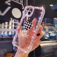 for iphone 11 12 13 pro max for iphone 11 12 13 transparent fashion with diamonds mobile phone case luxury full diamond womens