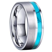 2022 trendy stainless steel ring for men fashion vintage turquoise inlay engagement wedding band jewelry accessories gift