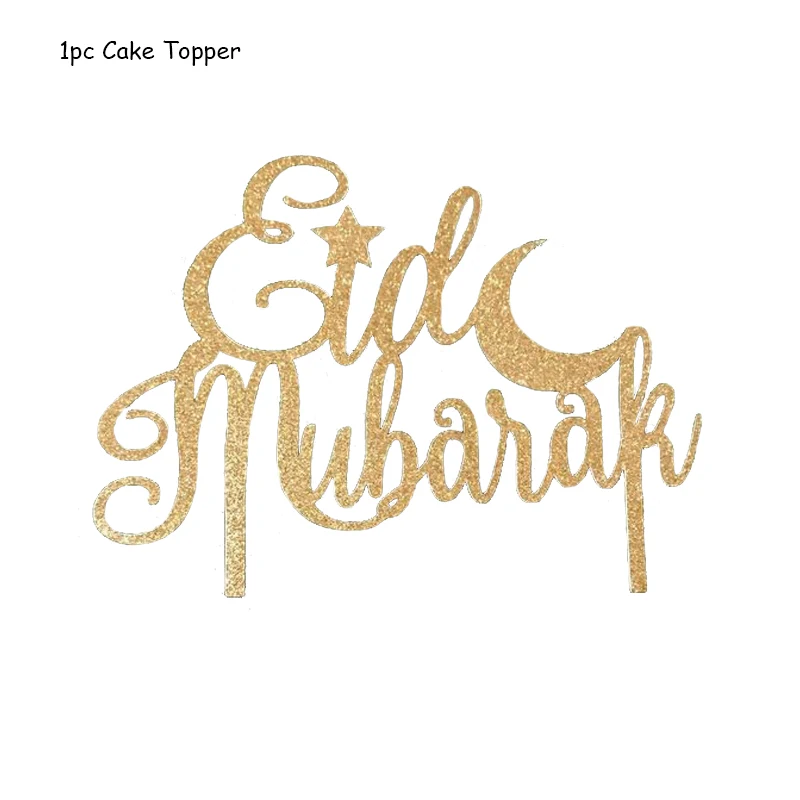 

Золотой серебряный топпер для торта Eid Mubarak