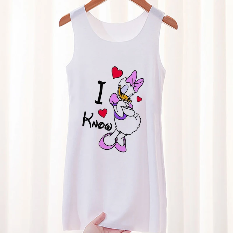 

2022 Summer New Disney Kawaii Cartoon Anime Donald Duck Fashion Cute Charm Princess Dress For Girls Pretty White Crew Neck Dress