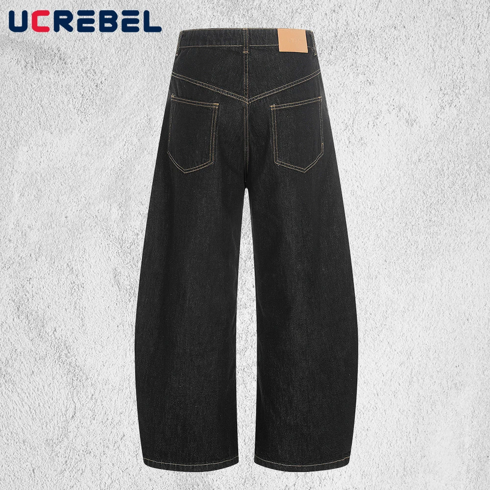 Фото Мужские джинсы Airplane Buckle в стиле High Street, широкие, свободные, из денима №2