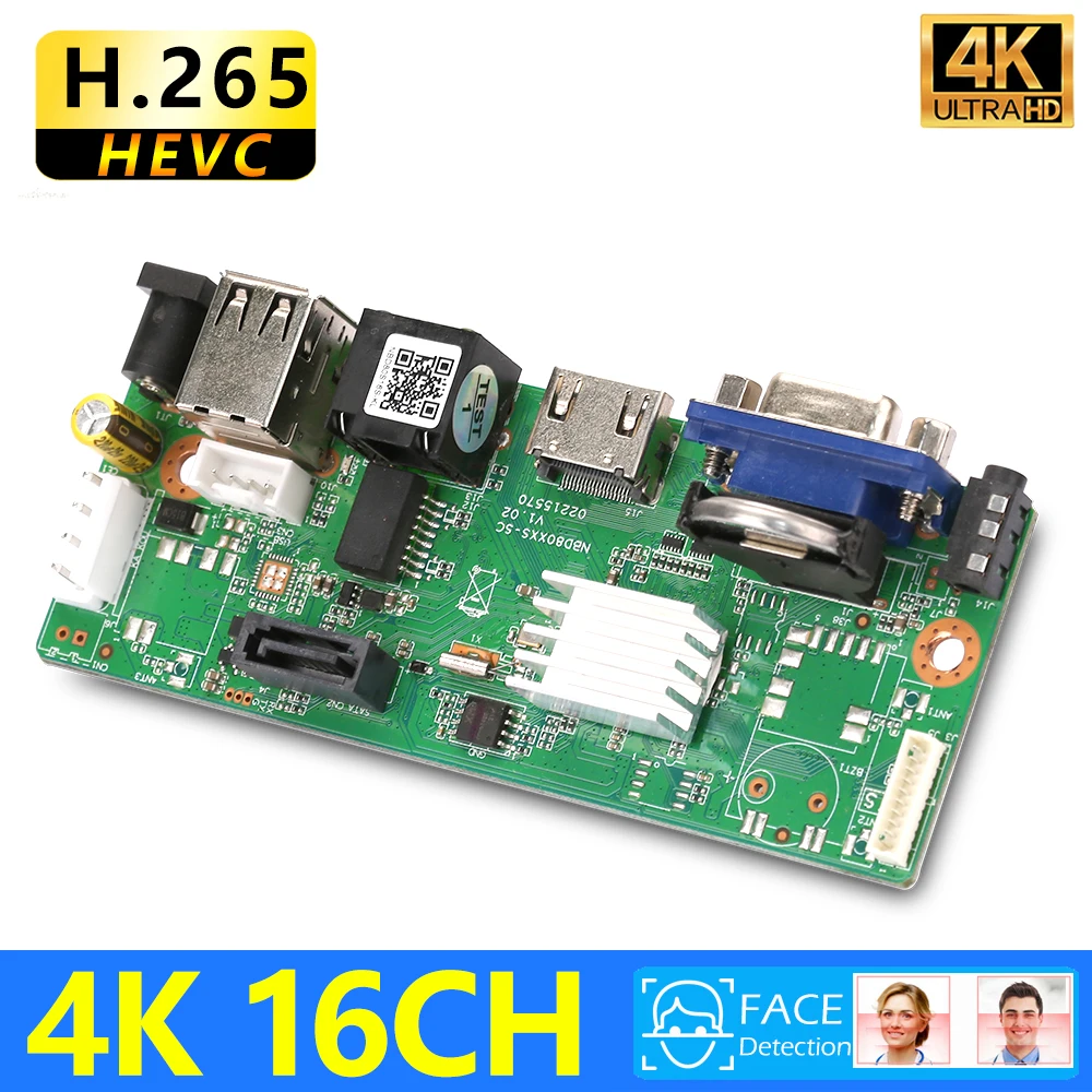 Материнская плата NVR 10CH 16CH Mstar Chip 4K H.265 + сетевой видеорегистратор для IP-камеры 2 Мп 3