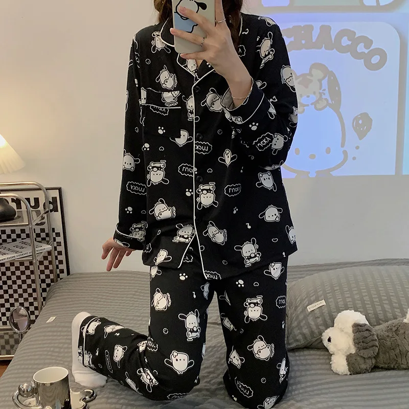 

Cute Sanrios Long-Sleeved Pajamas Cartoon Pochacco Women's Autumn and Winter Cardigan Loose and Comfortable Home Service