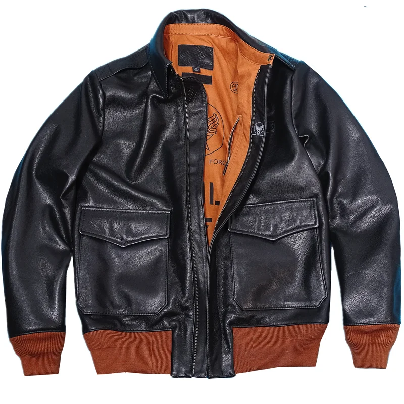 

Western sichuan head soft layer cowhide free day edition A2 flight brief paragraph male leather leather jacket