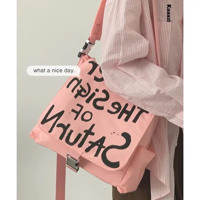 Холщовая однотонная сумка через плечо новинка 2023 модная сумка-тоут с надписью