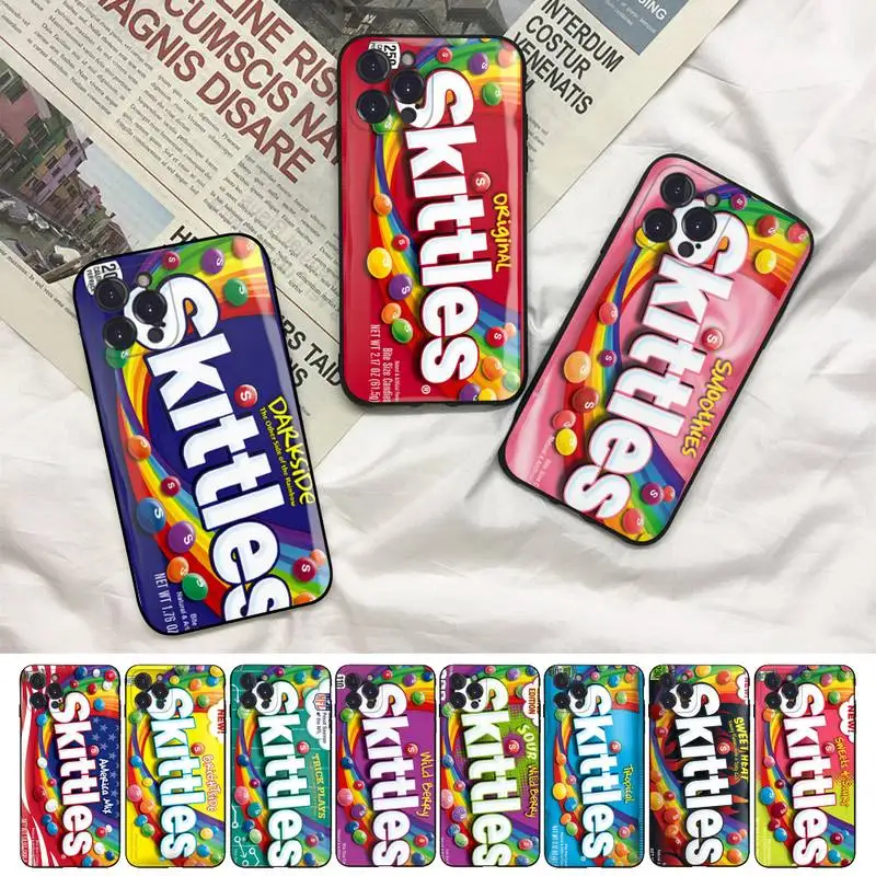 

Skittles Sweet Sour Fruit Candies Phone Case For iPhone 8 7 6 6S Plus X SE 2020 XR XS 14 11 12 13 Mini Pro Max Mobile Case