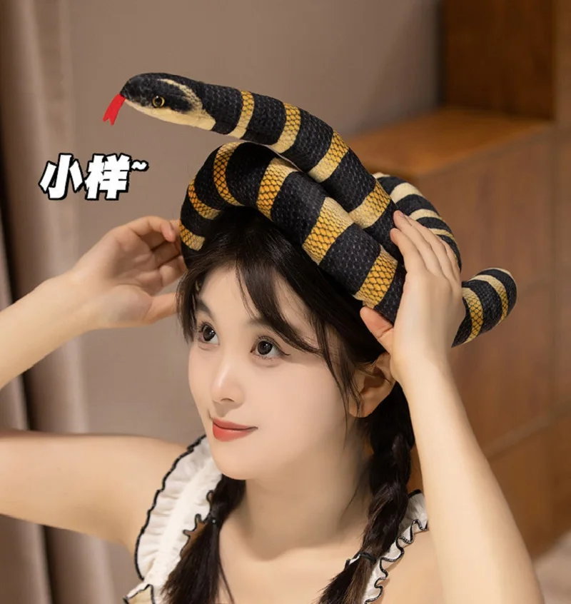 Настоящая живая кукла-змея плюшевая игрушка китайский год змеи талисман черный