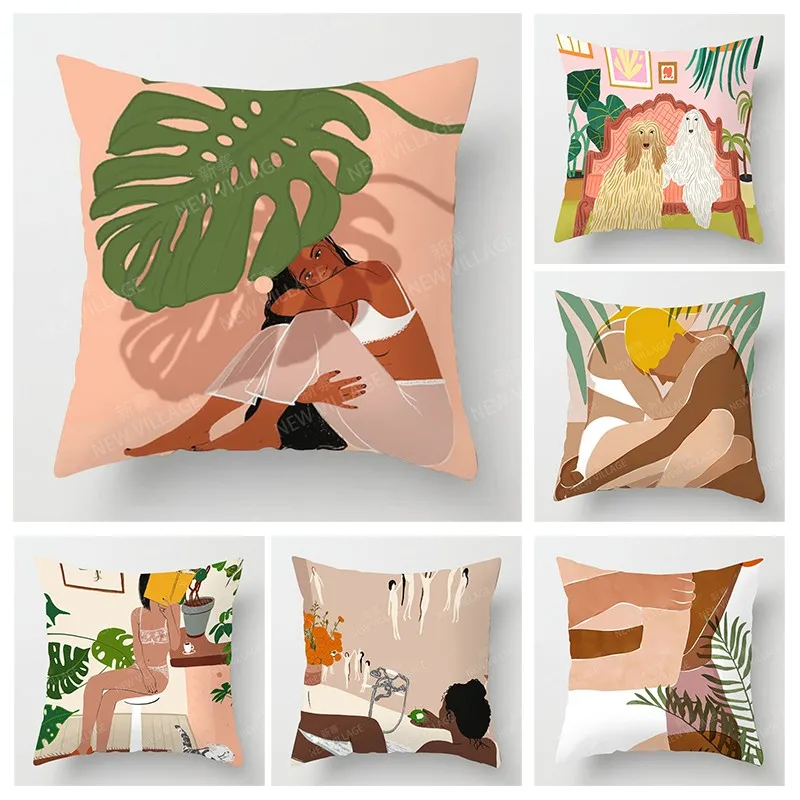 

Скандинавский осенний домашний декор наволочка для дивана современный 45x45 см 45*45 50x50 60x60 см 40x40 см в стиле бохо с абстрактным изображением