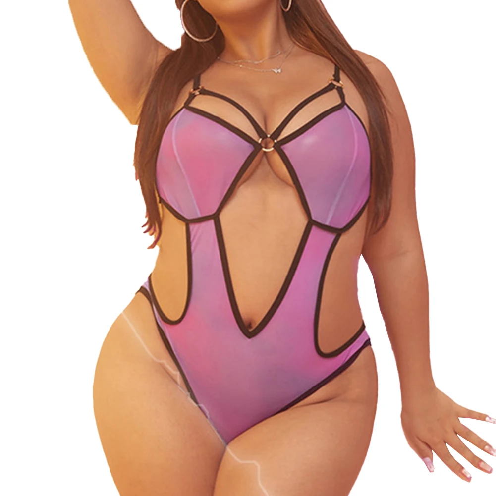 

Plus Size Women Sexy Mesh Bodysuit High Cut Thong Leotard See Through Jumpsuit Fetish Cut Out Lingerie Hot Sexy Jumpsuit A50