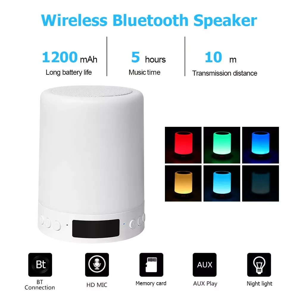 Купи Wireless Speaker Music Bluetooth Player Touch Pat Light Colorful LED Night Light Table Lamp for Better Sleeps за 1,802 рублей в магазине AliExpress