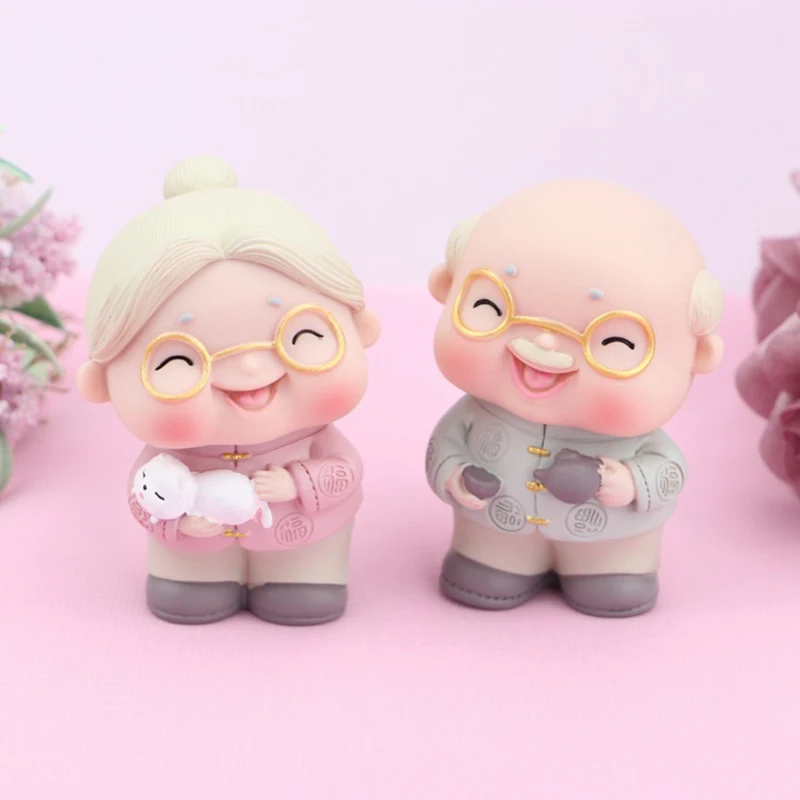 

Cute Old Man and Old Lady Home Decoration Crafts For Wedding Birthday Party Cake Decor Anniversary Day Gifts Baking Supplies