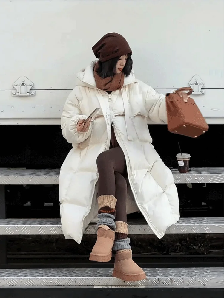 Высококачественный утепленный пуховик с капюшоном для женщин новинка зимы 2024