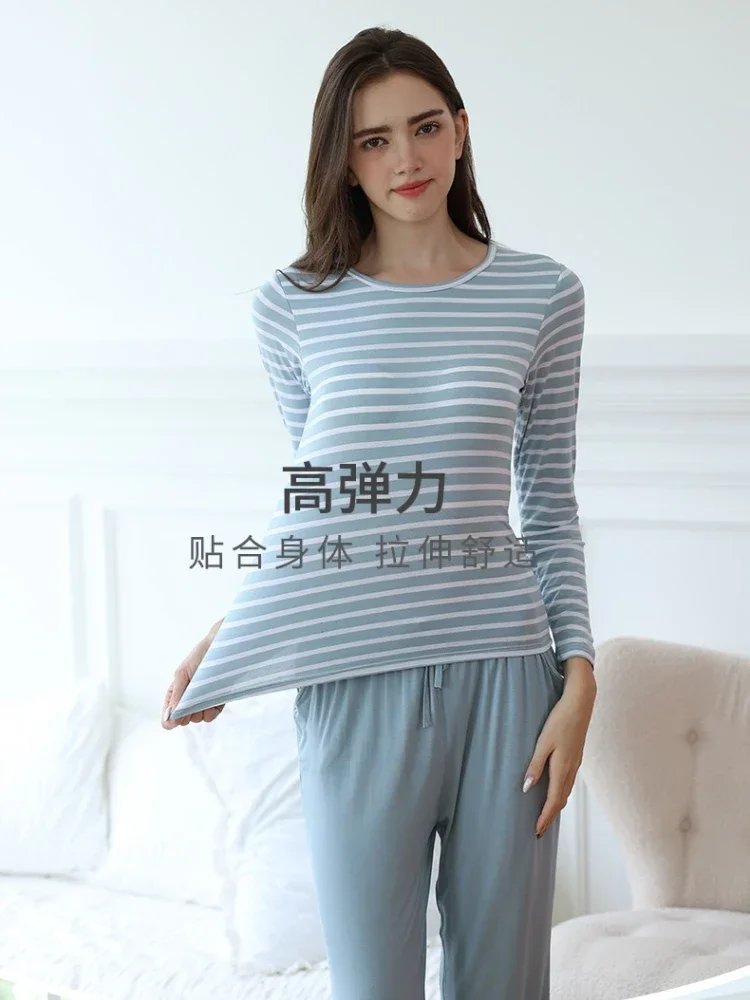 Женский осенне-весенний пижамный комплект больших размеров костюм из двух