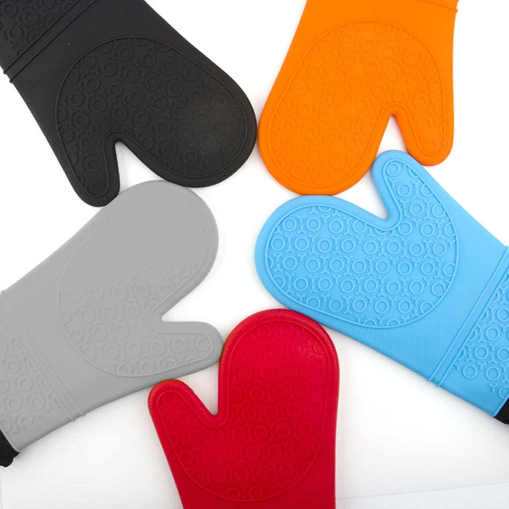 

Kitchen Oven Gloves BBQ Silicone Pot Holder Oven Mitts Heat Resistant For Baking Insulation Cooking Non-Slip Comfort Mittens 1pc