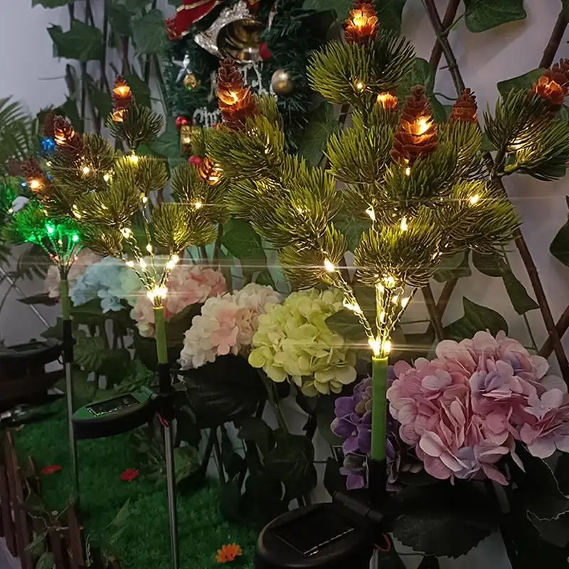

Outdoor Solar Christmas Lights Christmas Artificial Pine Led Pathway Stake Light Waterproof LED Christmas Garden Yard Lights