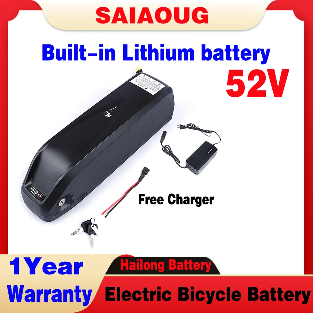 

SAIAOUG 52V 30AH lithium battery electric vehicle battery Hailong shell 30A BMS 350W 500W 750W 1000W 48V20AH battery life 50km