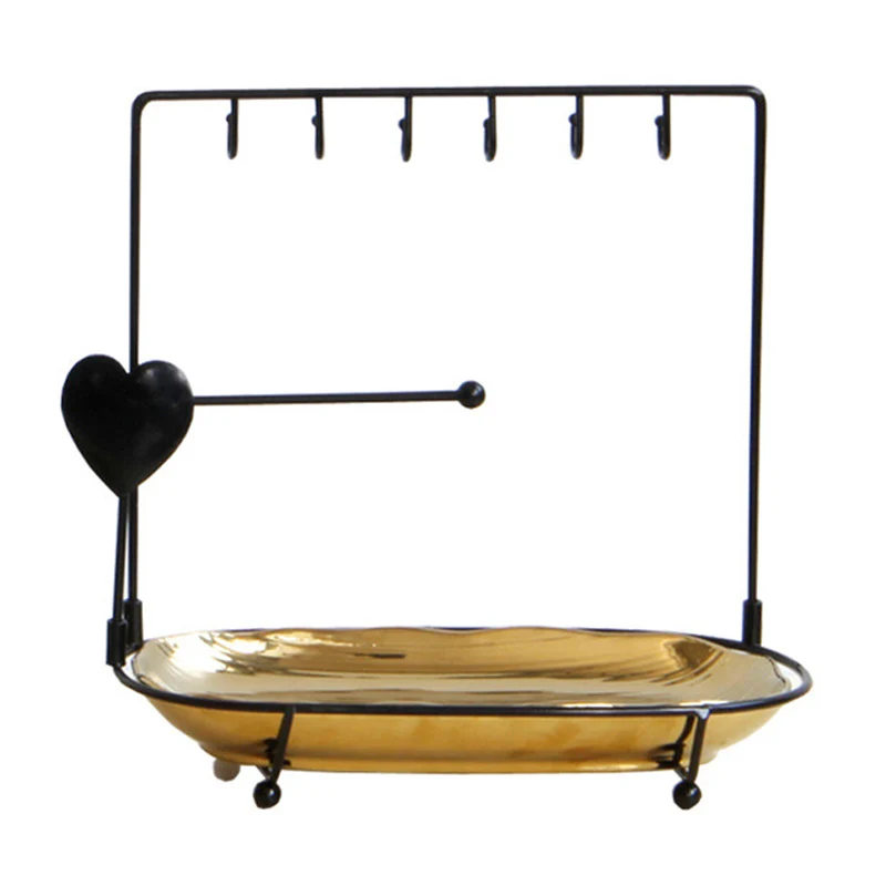 

Настольный прямоугольный ящик для хранения ювелирных украшений, косметики, железный керамический стеллаж для хранения в скандинавском сти...