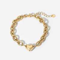 yoiumit thick women chain love bracelet stainless steel fashion retro geometric link chain bangles wrist jewelry gift