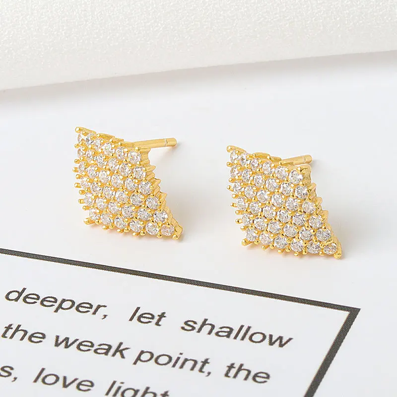 

square Stud earrings for women 925 sterling silver zircon Piercing korean earring fashion bridal Party Fine Jewelry 2022 Trend