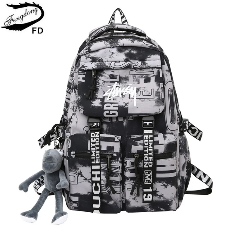 

Fengdong fashion school backpack for teenage boys cool schoolbag waterproof lightweight travel backpack college large bookbag