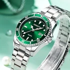 Часы женские кварцевые из нержавеющей стали, серебристые, зеленые