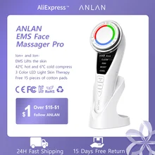 ANLAN EMS Face Massager Pro Cold Compress Facial Massager Face Lift Machine 3 Color Light Therapy Wrinkle Removal Skin Care Tool