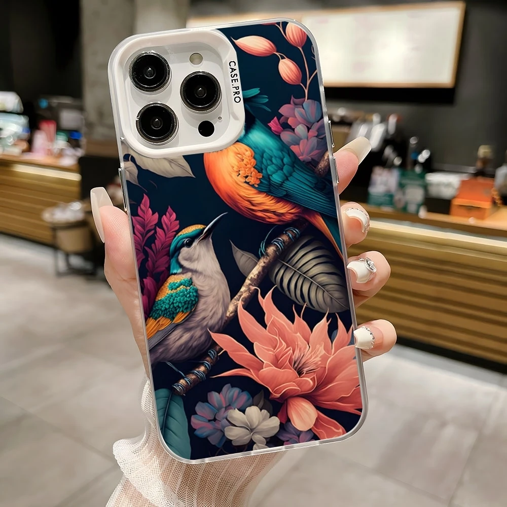 Чехол для мобильного телефона Колибри цветной серебристый модный чехол IPhone 16 15 14