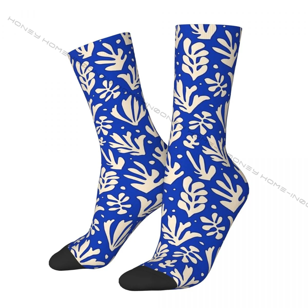 

Retro Leaves Pattern Plants Inspired By Henri Matisse Men's Socks Unisex Harajuku Seamless Printed Novelty Happy Crew Sock Boys