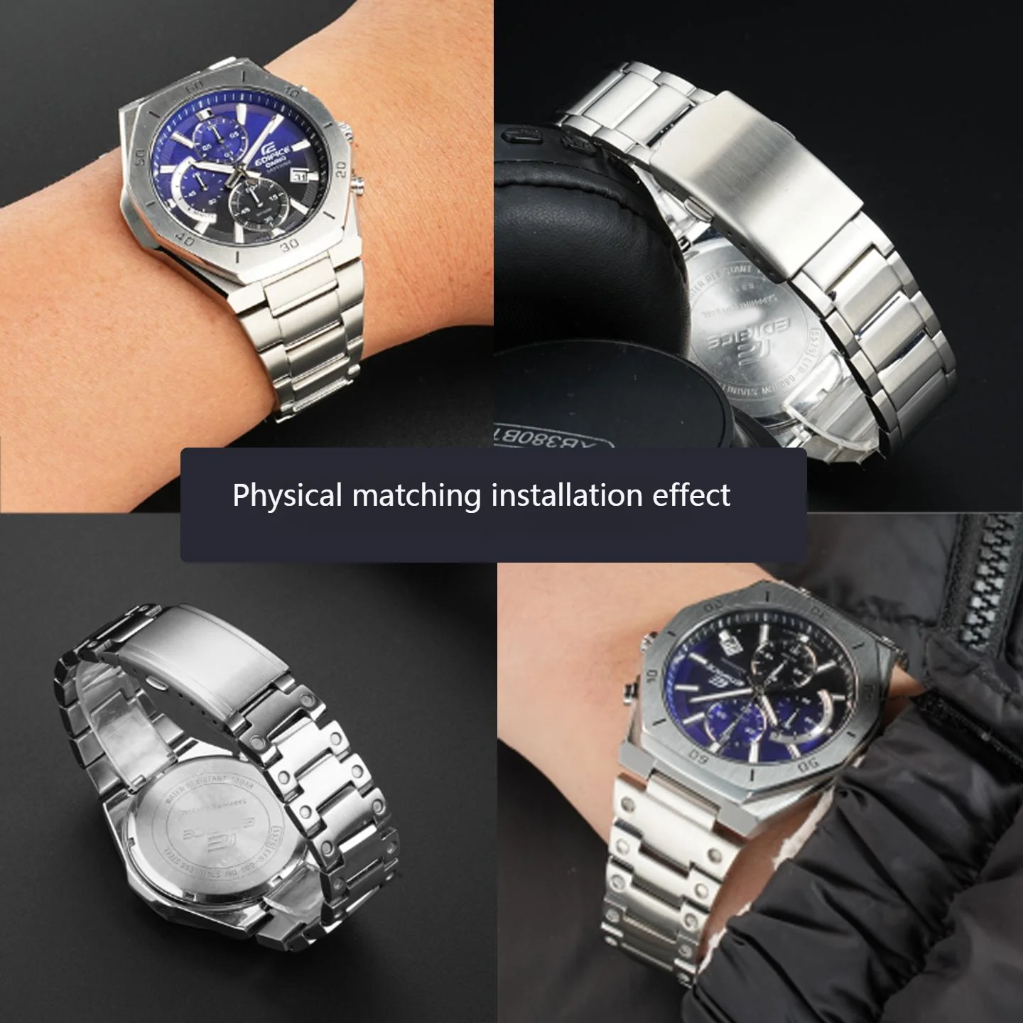 Фото Ремешок для часов из твердой нержавеющей стали для Casio 5579 Edifice EFB-680, мужские часы, сменный браслет с выпуклым интерфейсом №5