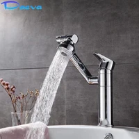 bathroom basin faucet 360%c2%b0 rotate deck mounted splash proof chrome mixer water tap shower head hot and cold modern sink tapware