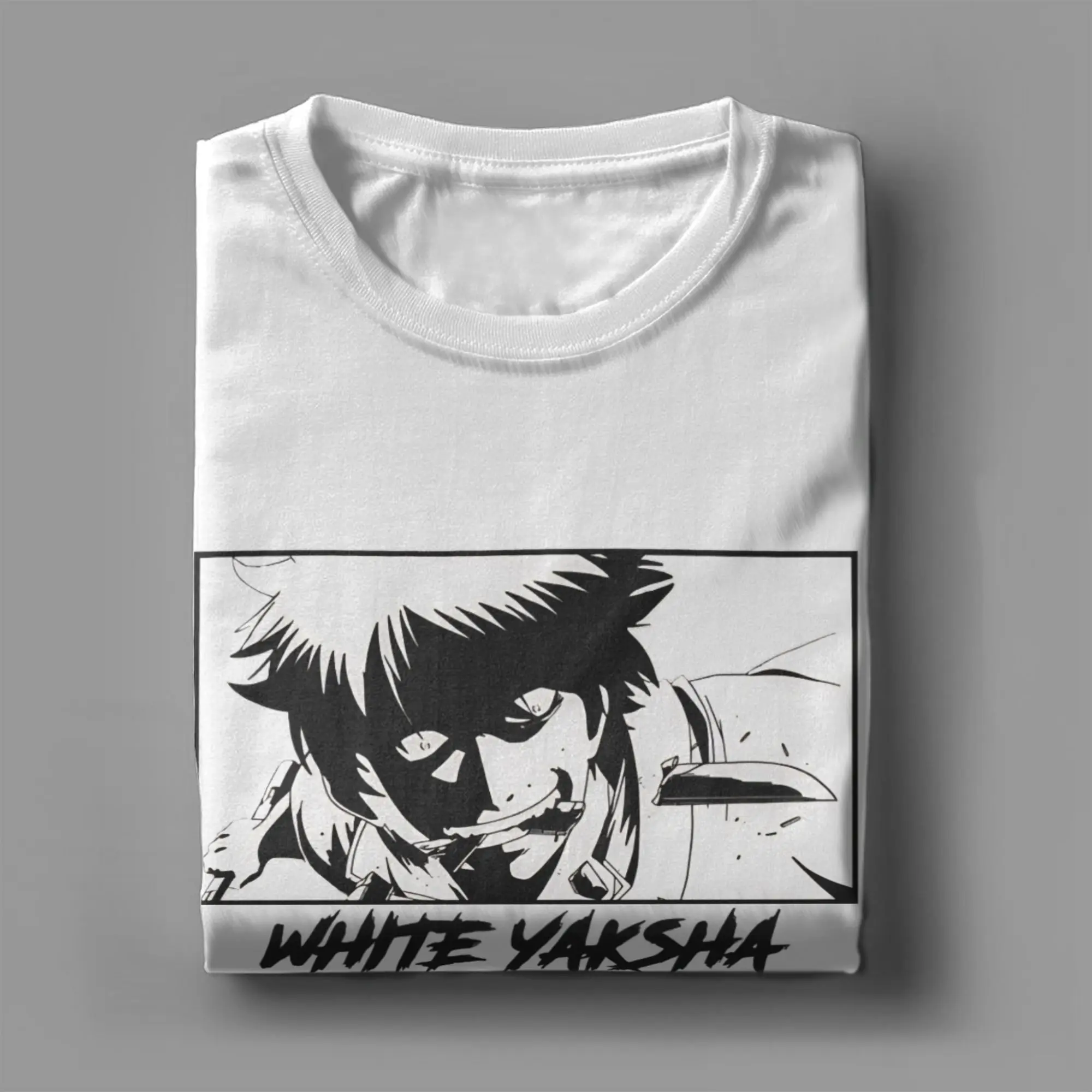 Фото Мужские белые футболки Yaksha Gintama, хлопковые топы, забавные футболки с короткими рукавами и круглым вырезом, футболки 6XL №4