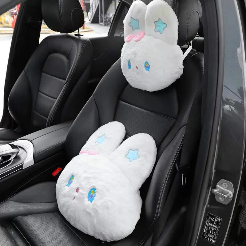 

Подкладка для поддержки поясницы в автомобиле, Автомобильная подушка для поясницы в форме кролика, симпатичный подголовник для женщин, под...