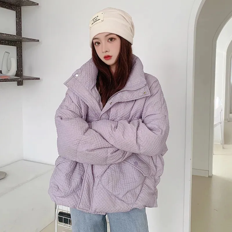 

Парка женская зимняя короткая с воротником-стойкой и карманами, G3011