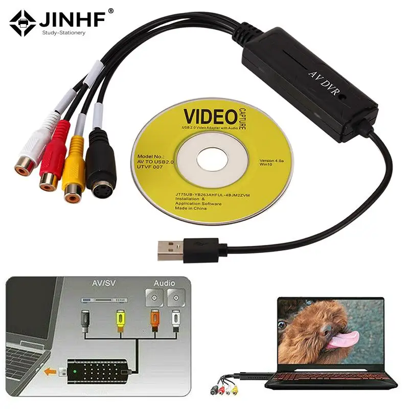 

USB2.0 Audio Video Capture Card TV Tuner VHS To DVD Video Capture Converter For Win7/8/XP/Vista With USB Cable