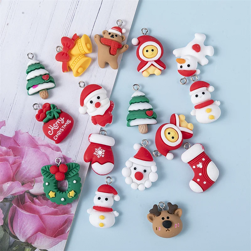 Новинка 15 шт. милые рождественские подвески из смолы елочные носки с оленем