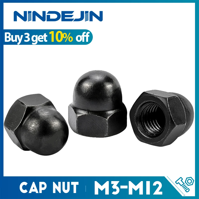 

NINDEJIN Колпачковые гайки M3-M12 черные углеродистая сталь