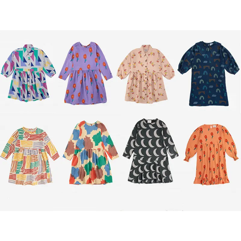 

2022 AW New BC Bobo Kids Girls Autumn Winter Dresses With Cartoon Pattern Kids Designer Clothes Long Sleeve Dress Baby Girl