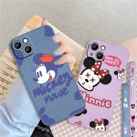 minnie mouse disney cute for apple iphone 13 12 mini 11 xs pro max x xr 8 7 6 plus se 2020 liquid left rope soft phone case