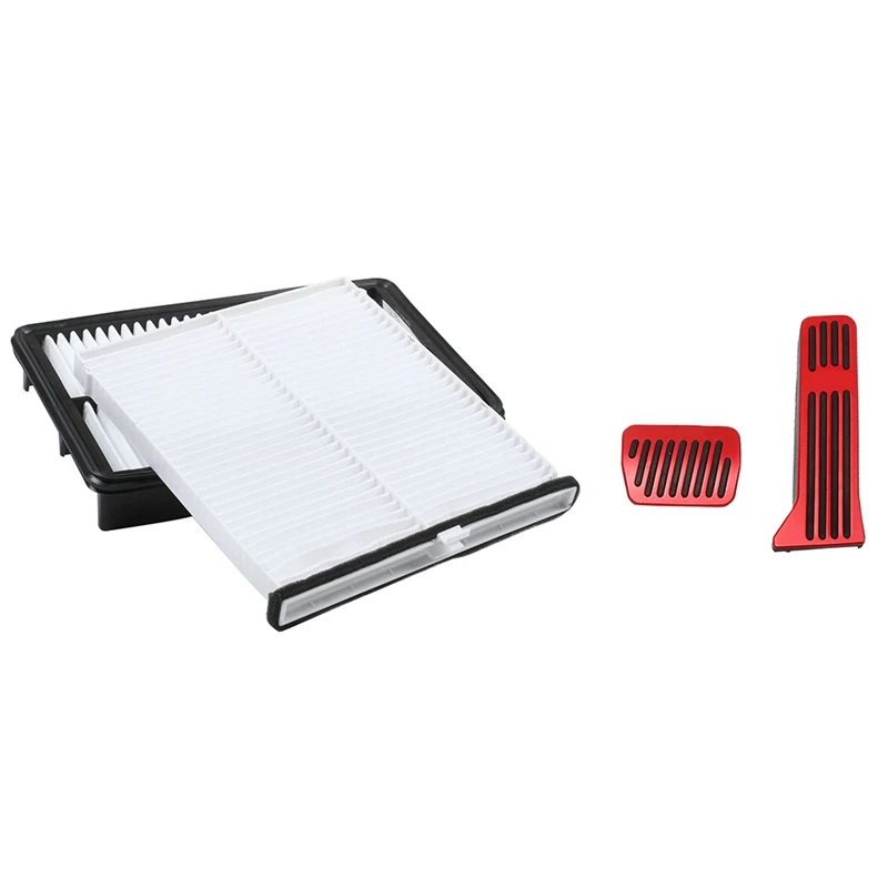 

2X Engine Air Filters For Mazda 3 6 CX-5 KD45-61-J6X & 2X No Drilling Accelerator Pedal Covers For Mazda 2 3 6 CX-3