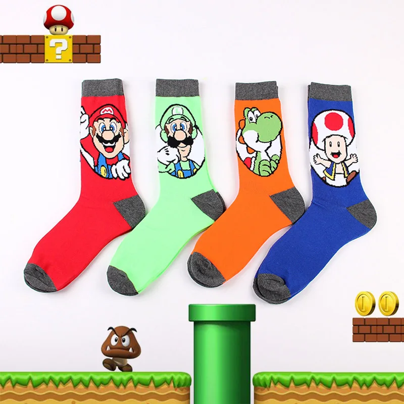 

Super Mario men's funny socks fashion women's personality anime socks cartoon fashion skarpety high quality sewing pattern
