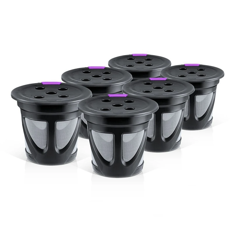 

Многоразовые чашки K, 6 шт. в упаковке, универсальные, подходят для кофейных подставок Keurig с сеткой из нержавеющей стали