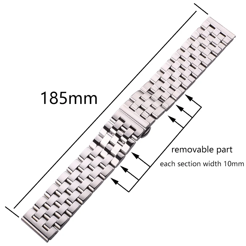 Stainless Steel Watch Bracelet Band Men Women Silver Black Rose Gold Polished Metal Watchband 20mm 22mm 24mm Strap Accessories