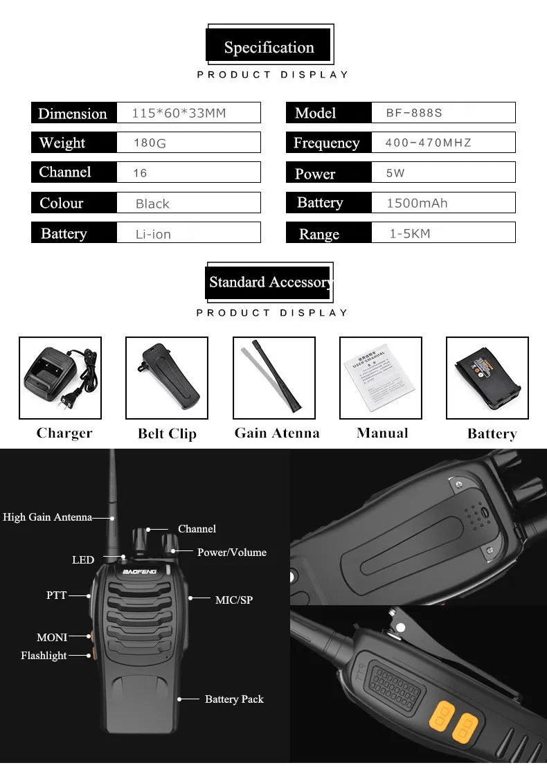 Baofeng BF-888S Walkie Talkie 2 Way DMR CB Ham Radio Station BF 888S UHF 888S Waki Taki Communicator UV 5R 82 UV9R UV-16 UV-10R